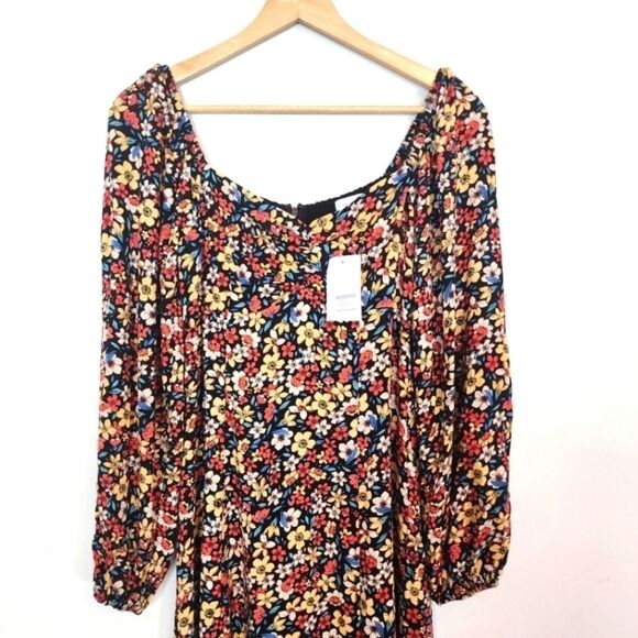 NWT Lost + Wonder Floral Paradise Valley Puff Sleeves Smocked Midi Dress SZ XL - Picture 4 of 7